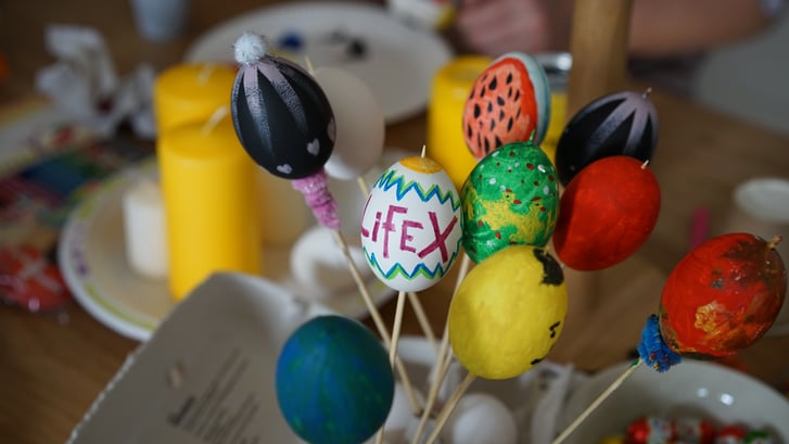 Painted easter eggs from a LifeX community event